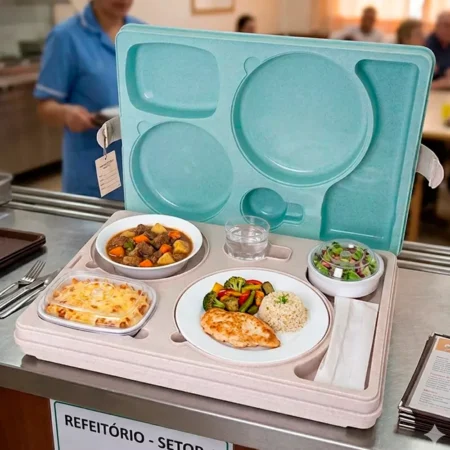 Bandeja Isotérmica 5 Compartimentos reutilizável e ecológica da Copopalhinhas