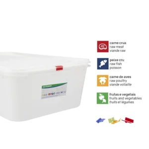 Detalhe do caixa gastronorm PP 21L Copopalhinhas feito com materiais amigos do ambiente