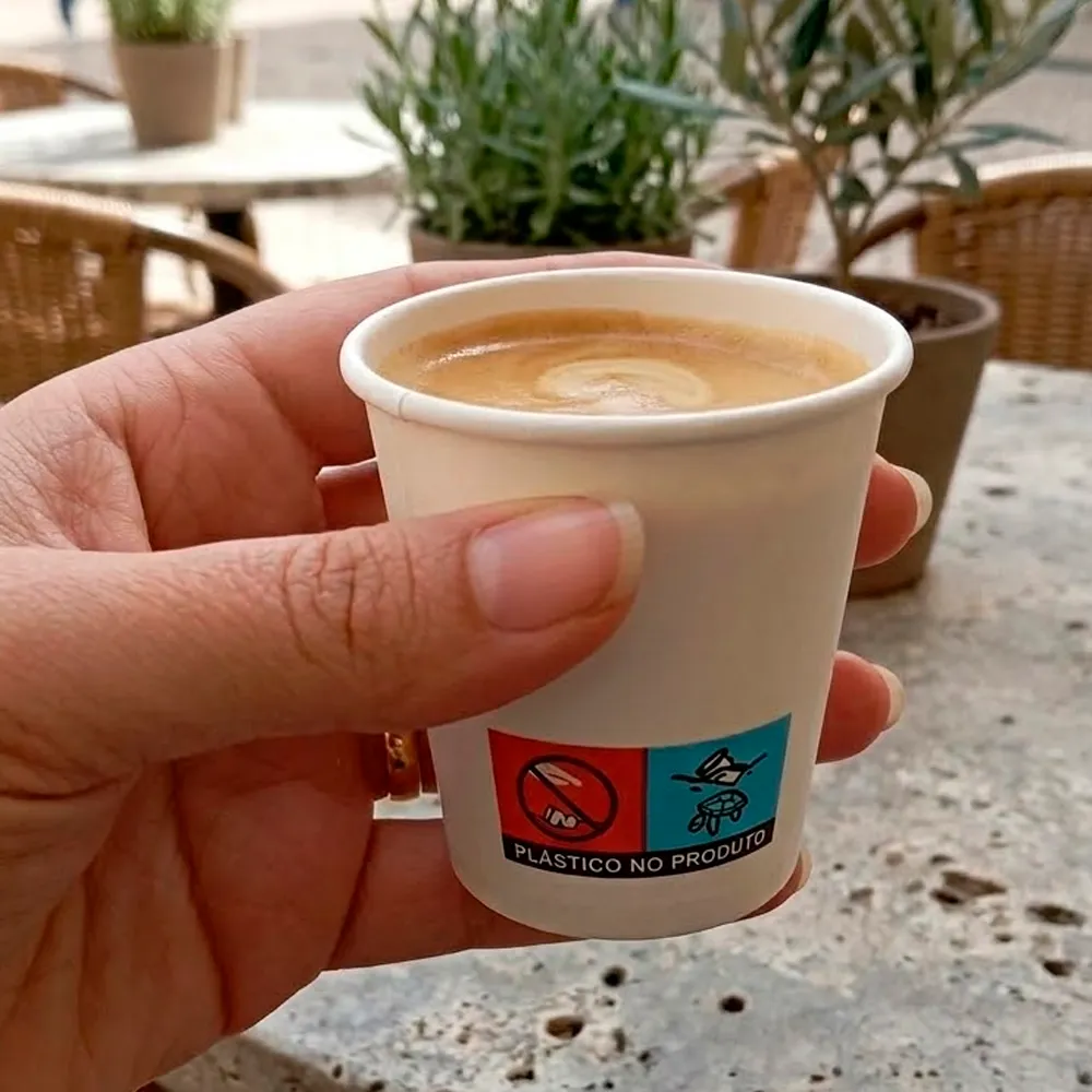 copo de papel branco para café 7,5cl reutilizável e ecológico da Copopalhinhas