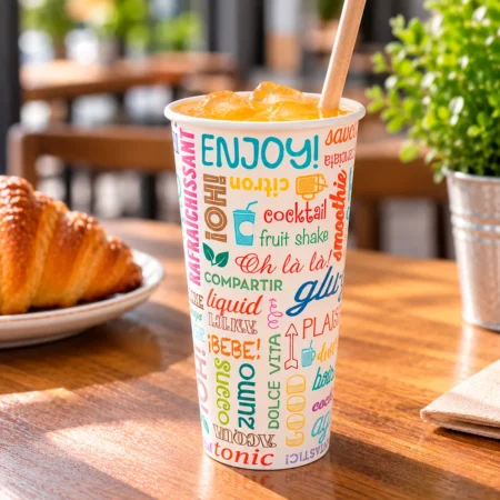 Copo de Papel (Cartão) Parole Branco 66cl (660ml/22oz), uma opção elegante e funcional para servir bebidas quentes ou frias.