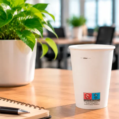 Copo de Papel (Cartão) Branco com Diretiva UE 33cl (330ml), uma opção sustentável e prática para servir bebidas.