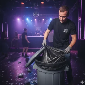 Produto sustentável sacos do lixo preto 120L da Copopalhinhas para eventos e restauração