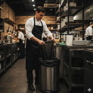 Produto sustentável sacos do lixo preto 50L da Copopalhinhas para eventos e restauração