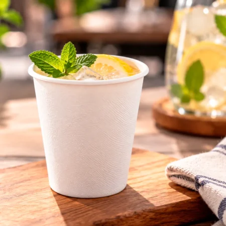 O Copo Fibra de Cana de Açúcar Branco 26cl (260ml) constitui uma opção prática e consciente para servir bebidas quentes ou frias.