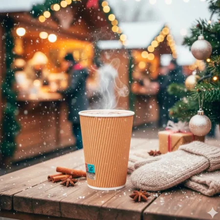 Detalhe do copos bebidas quentes parede dupla 360 ml Copopalhinhas feito com materiais amigos do ambiente