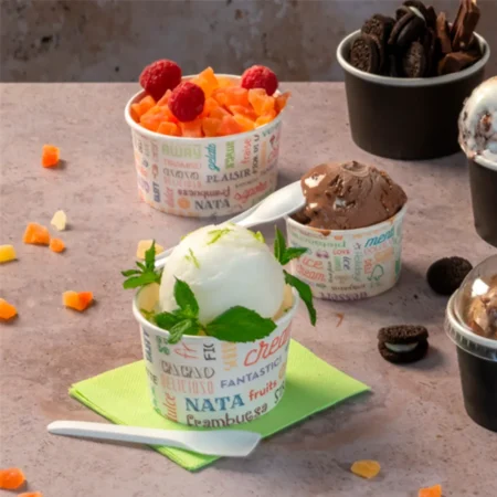Detalhe da taça para gelado em cartolina 150ml Copopalhinhas feita com materiais amigos do ambiente