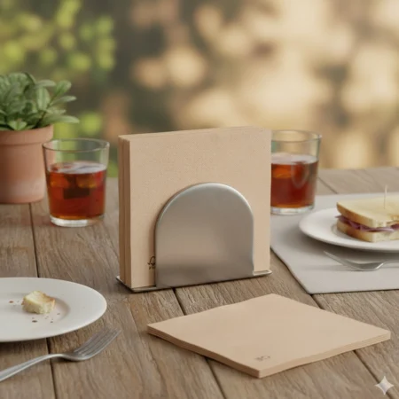 Detalhe do guardanapo ecológico tissue reciclado com certificação FSC