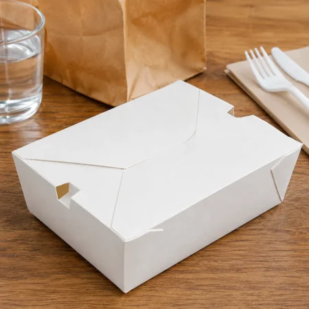Produto sustentável caixa retangular em cartão nano-micro 1980ml da Copopalhinhas para eventos, restauração e takeaway.