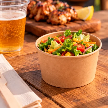 A taça sopa kraft 50cl (500ml/16oz) garante serviço rápido e apresentação cuidada. Além disso, resiste a gorduras e humidade.