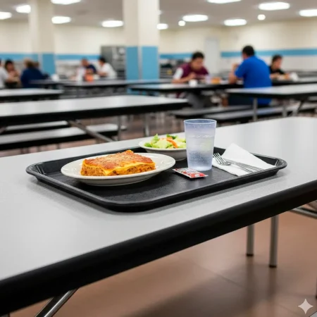 Detalhe do tabuleiro fast food em PP preto Copopalhinhas