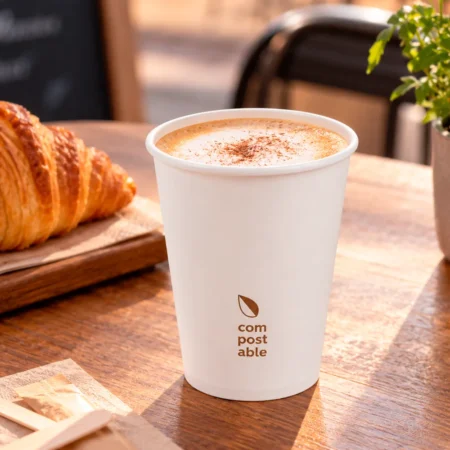 O copo de papel “Compostable” branco, com capacidade de 36cl (360ml), destaca-se pela sua funcionalidade e pelo cumprimento das normas de contacto com alimentos.