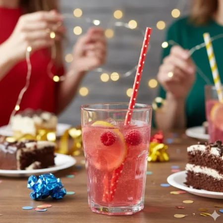 palhinha reta de papel vermelho com bolinhas brancas ecológico da Copopalhinhas