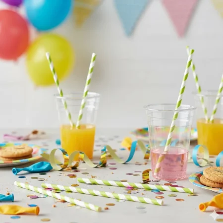 palhinha reta de papel verde com riscas ecológico da Copopalhinhas