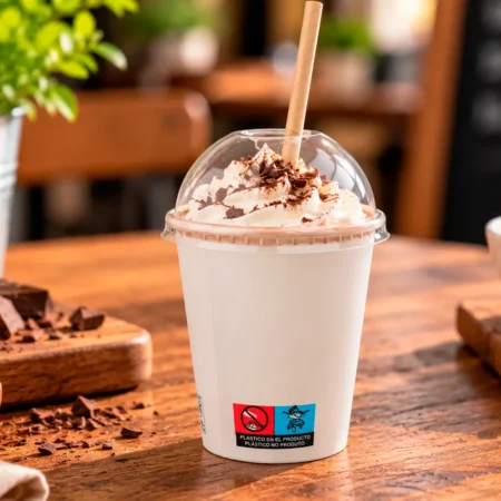O Copo de Papel (Cartão) Branco 24cl (240ml/8oz) com tampa cúpula em PET, surge como uma opção prática para servir bebidas.