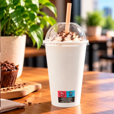 O Copo de Papel (Cartão) Branco 35cl (350ml/12oz) com tampa cúpula em PET, surge como uma opção prática e responsável para servir bebidas.