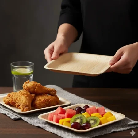 PRATO QUADRADO EM ARECA NATURAL-FOLHA DE PALMEIRA-15x15x1,5CM-HOS289.31-4