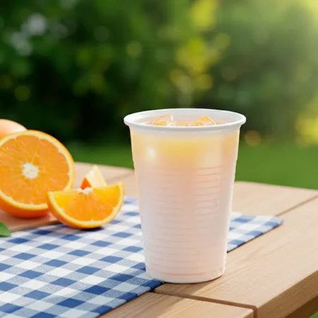 Produto sustentável copo água ou sumo PP branco 22cl da Copopalhinhas para eventos e restauração