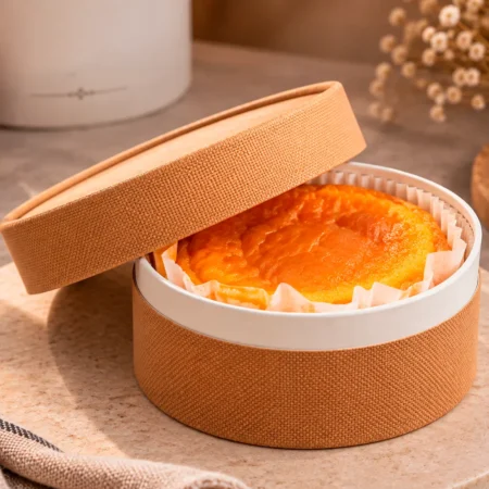 Caixa em cartão premium com tampa 475ml castanho e branco da Copopalhinhas para sobremesas gourmet