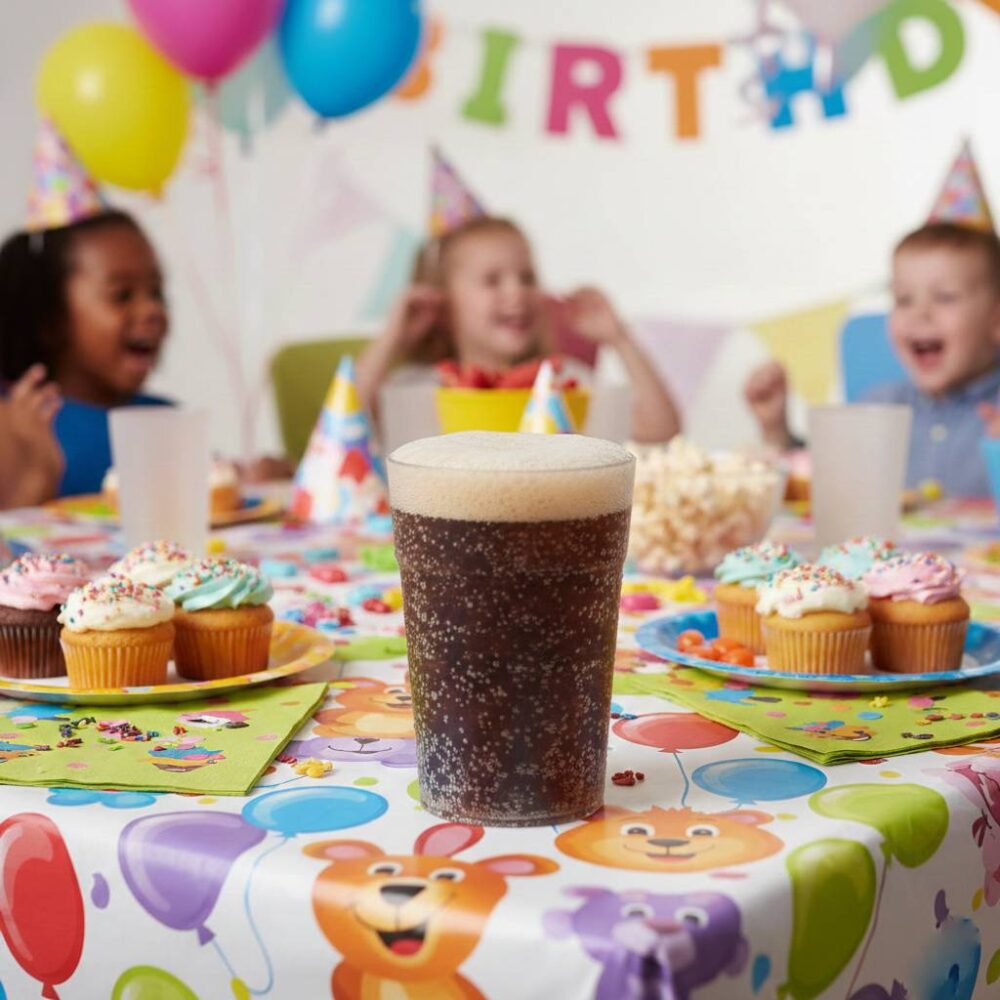 Copos ecológicos utilizados em festa infantil sustentável