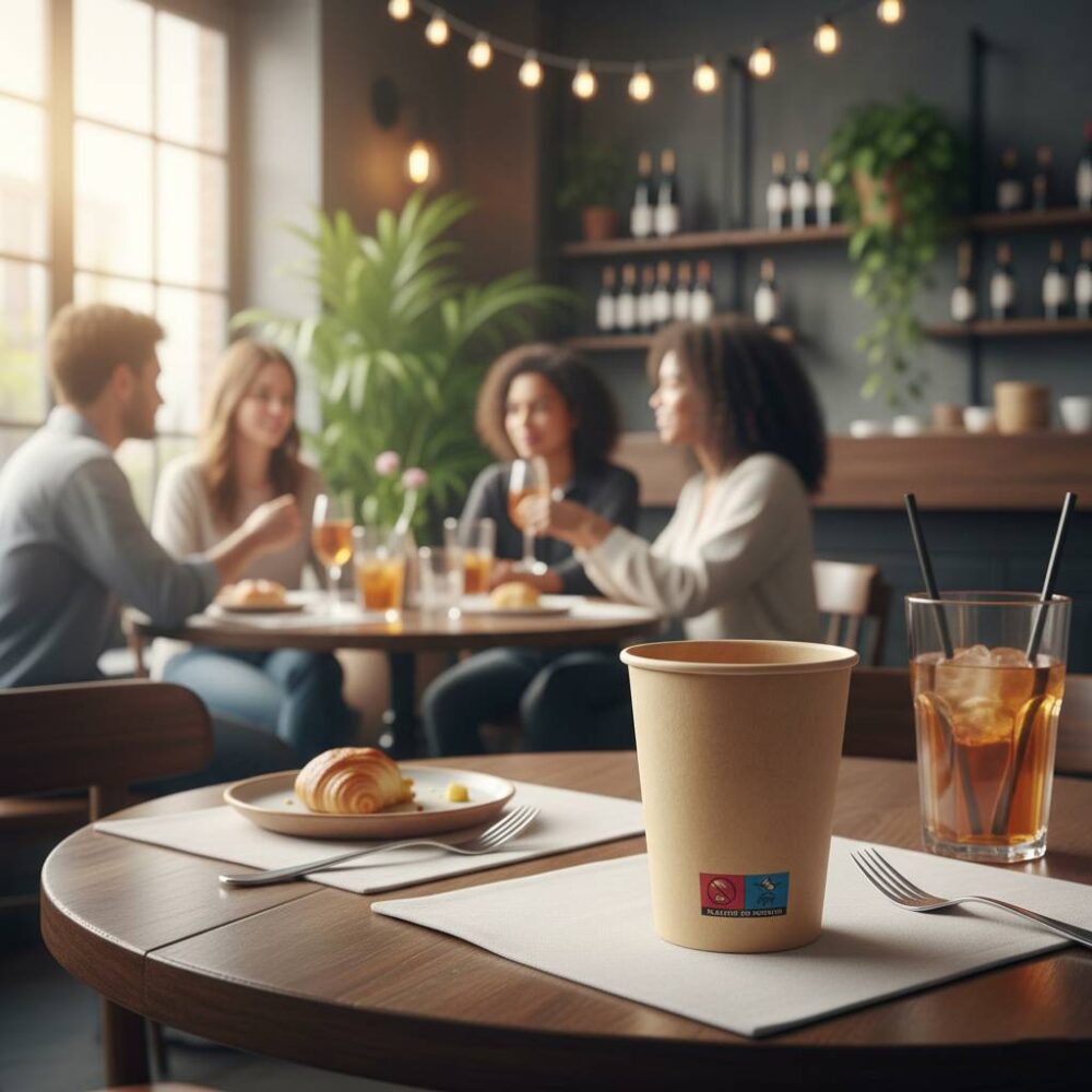 Copos ecológicos de papel (materiais sustentáveis) em contexto de consumo sustentável